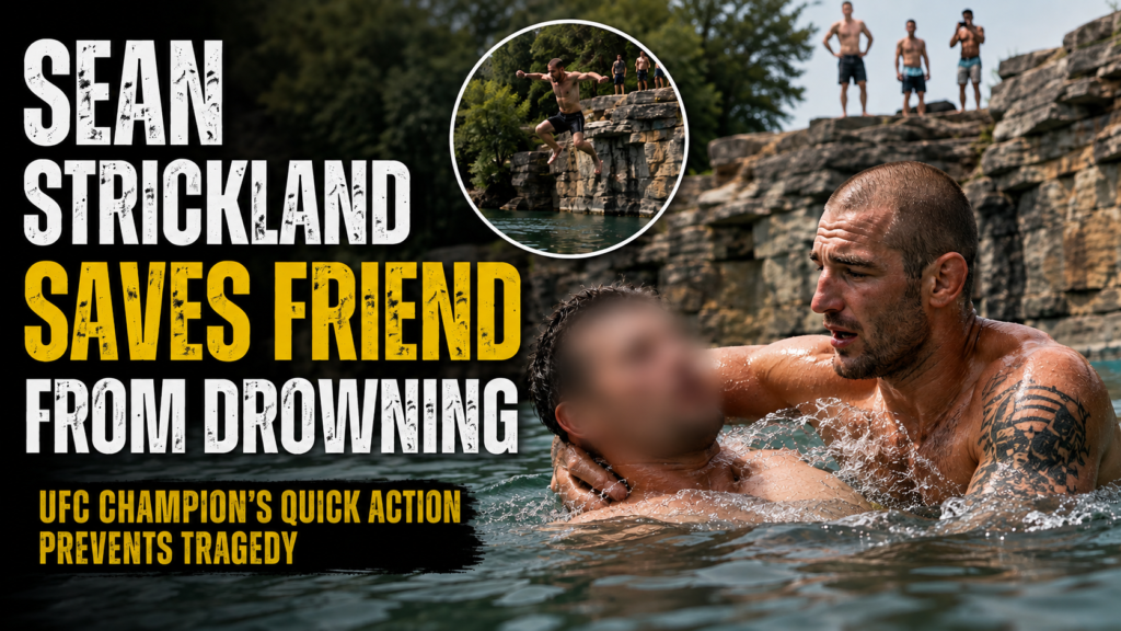 Sean Strickland, campeón de UFC, rescata a un amigo de ahogarse tras saltar del acantilado al agua.
