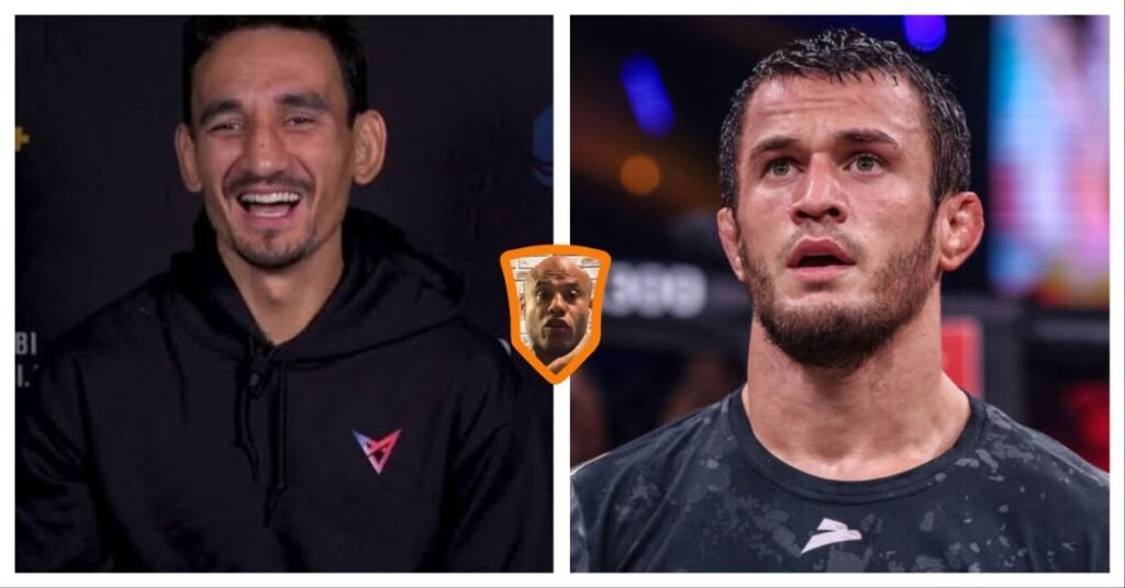 Max Holloway sonriendo y Usman Nurmagomedov con mirada seria. Ali Abdelaziz, manager de MMA, en un recuadro central.